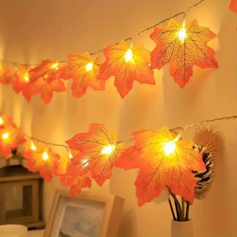 Maple Leaf String Lights Battery Powered Outdoor Decoration