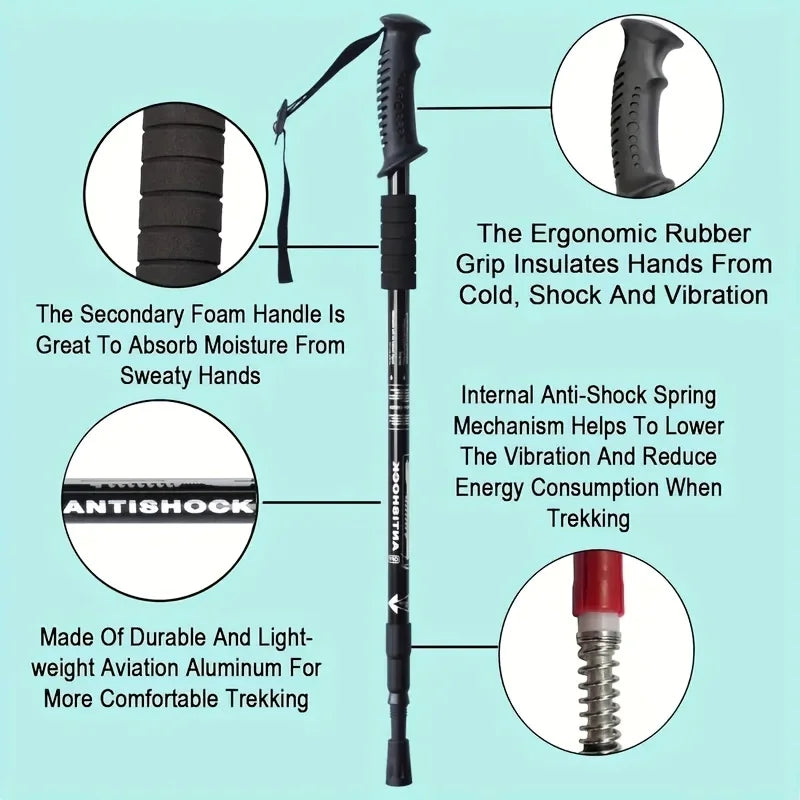 Ultra-Light Aluminum Telescopic Trekking Poles - Hiking Poles