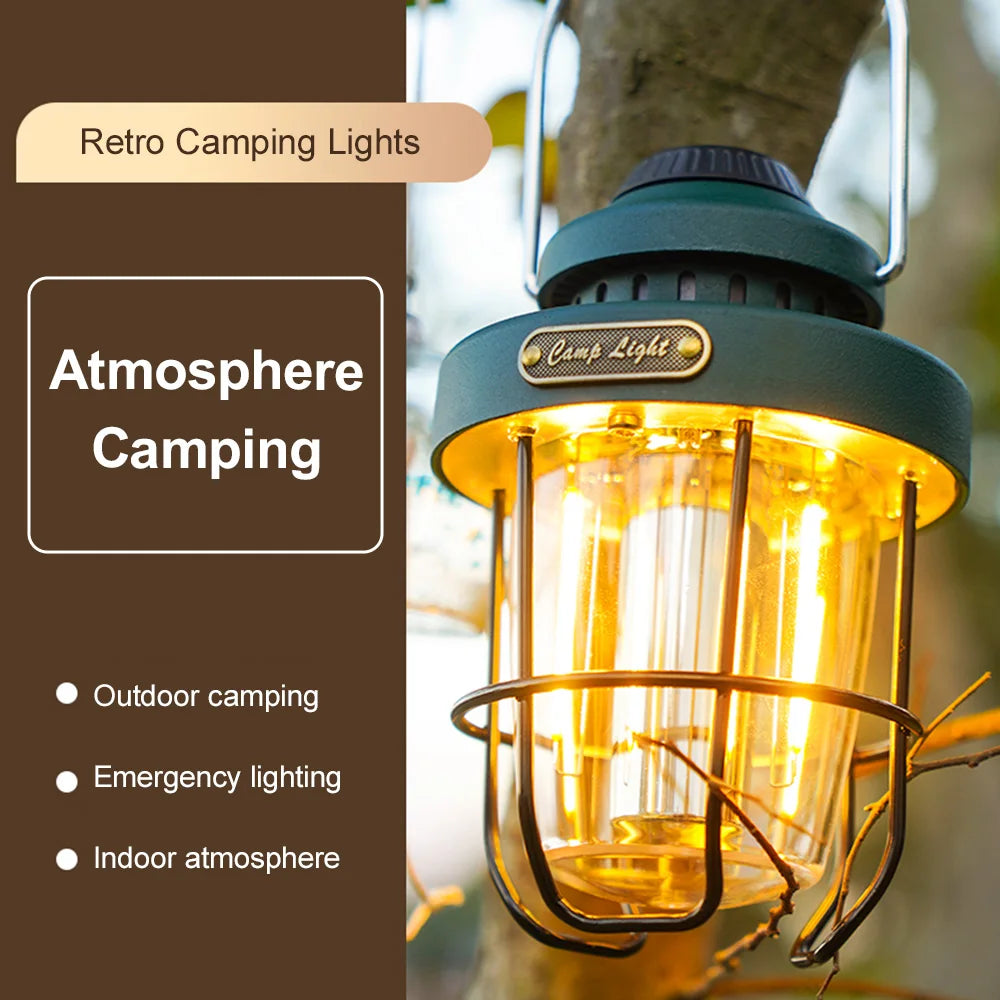 Retro Camping Lantern USB Rechargeable/LED