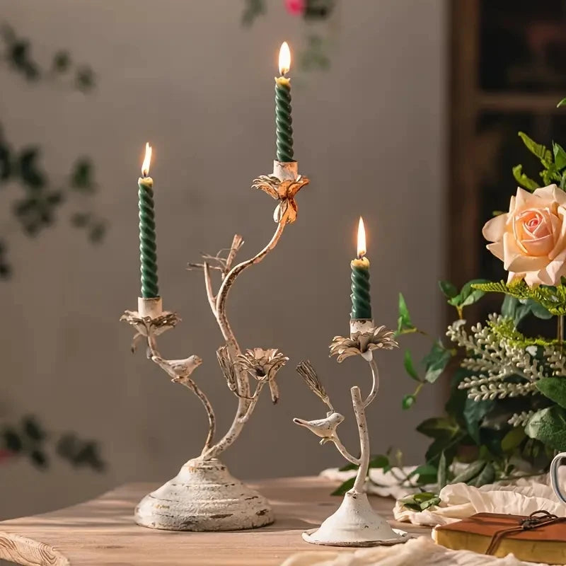 Retro European Iron Art Candle Holder Table Decoration
