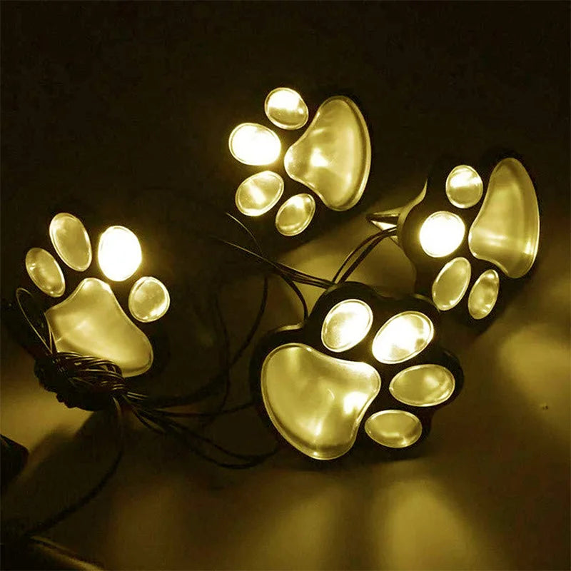 Paw Print Solar Outdoor Garden Path Lights, Solar Lights (4pcs)