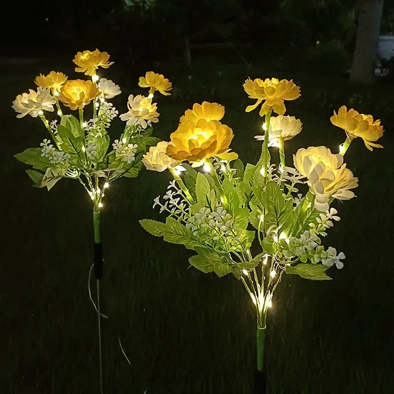 Wedding Party Decoration Flower Party Lamp Solar Outdoor Snow Lotus Flower Lawn Lamp Fairy Lights for Yard Patio Garden Lights