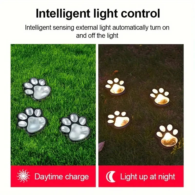 Paw Print Solar Outdoor Garden Path Lights, Solar Lights (4pcs)