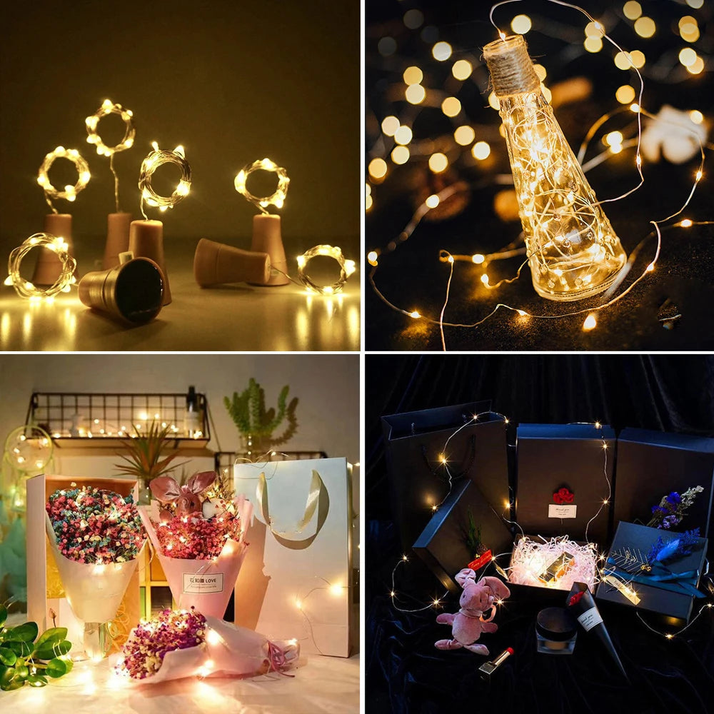 Solar Power Wine Bottle Lights LED String Light Outdoor Decoration