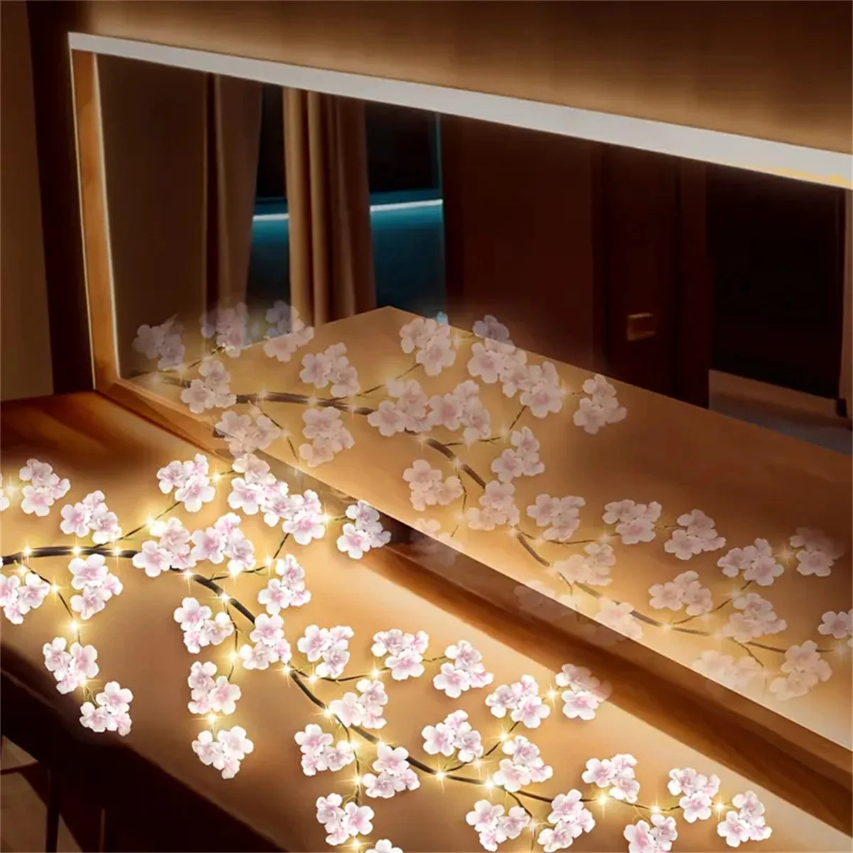 Cherry Blossom 96 Led USB Tree Branch Rattan Lights 8 Modes Color
