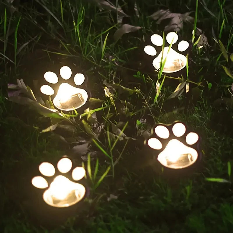 Paw Print Solar Outdoor Garden Path Lights, Solar Lights (4pcs)