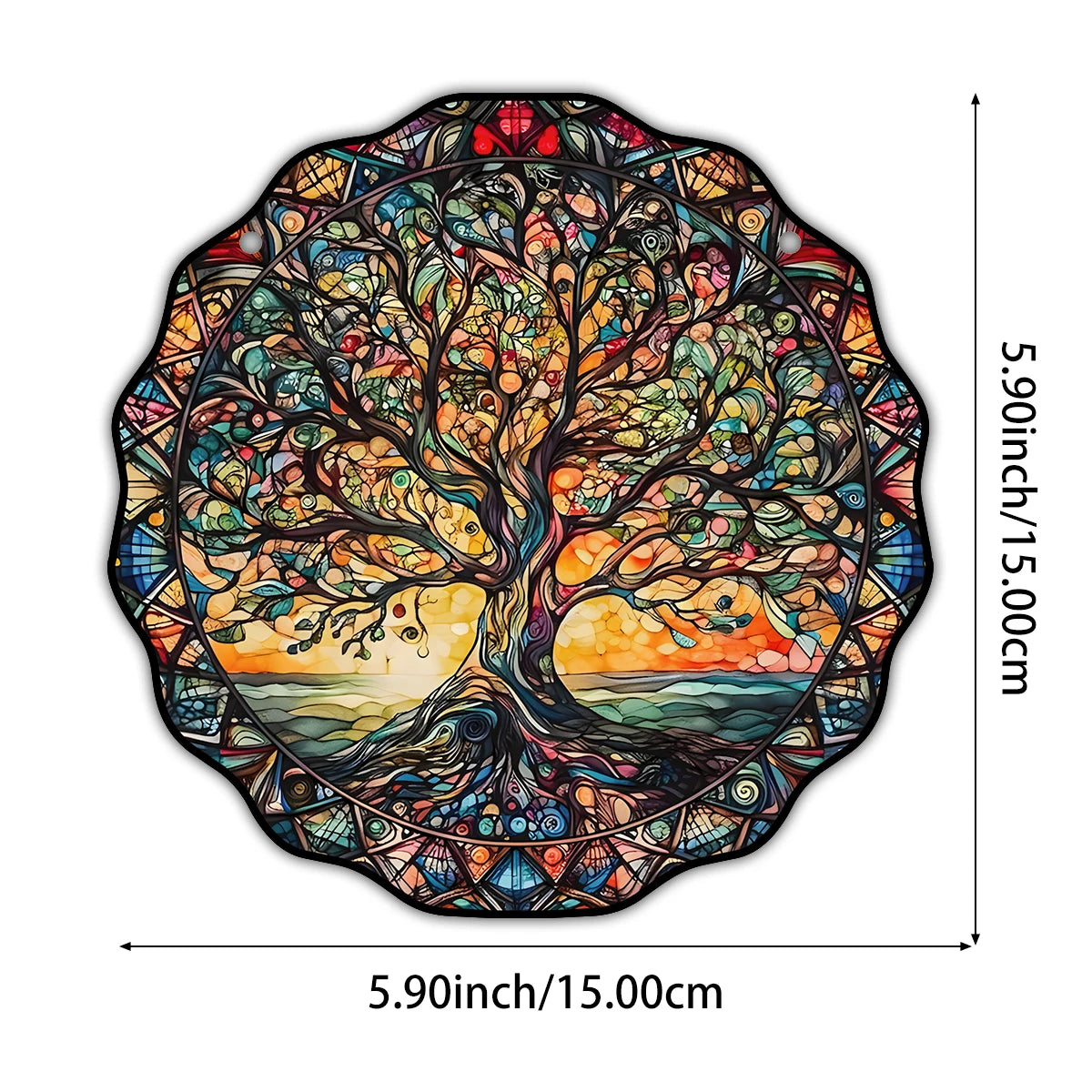 Tree of Life Wall Art Decor Hanging Sign Round Indoor/Outdoor 5.9 inches Diameter