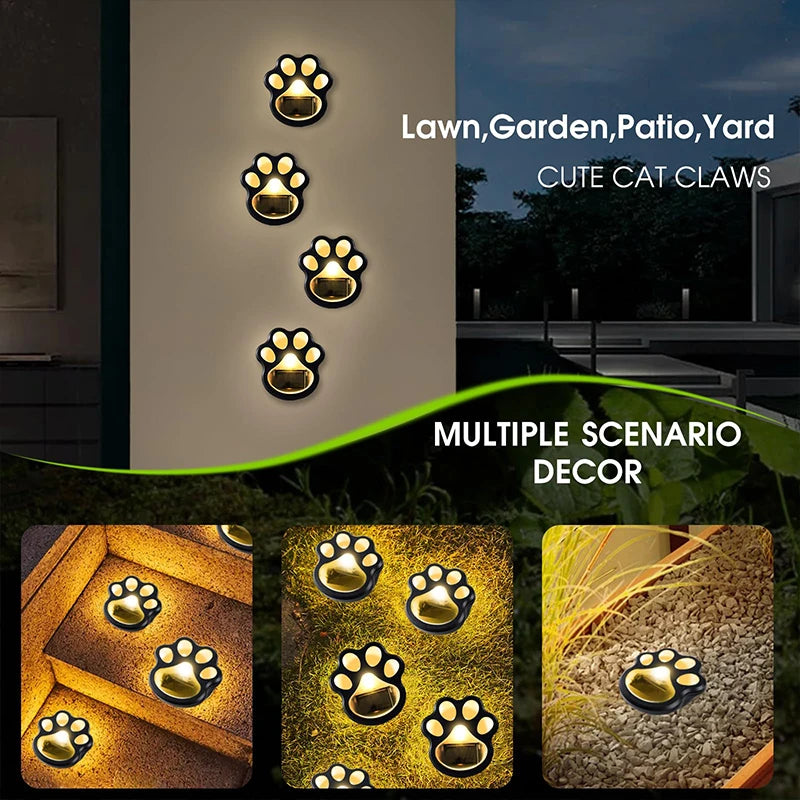Paw Print Solar Outdoor Garden Path Lights, Solar Lights (4pcs)