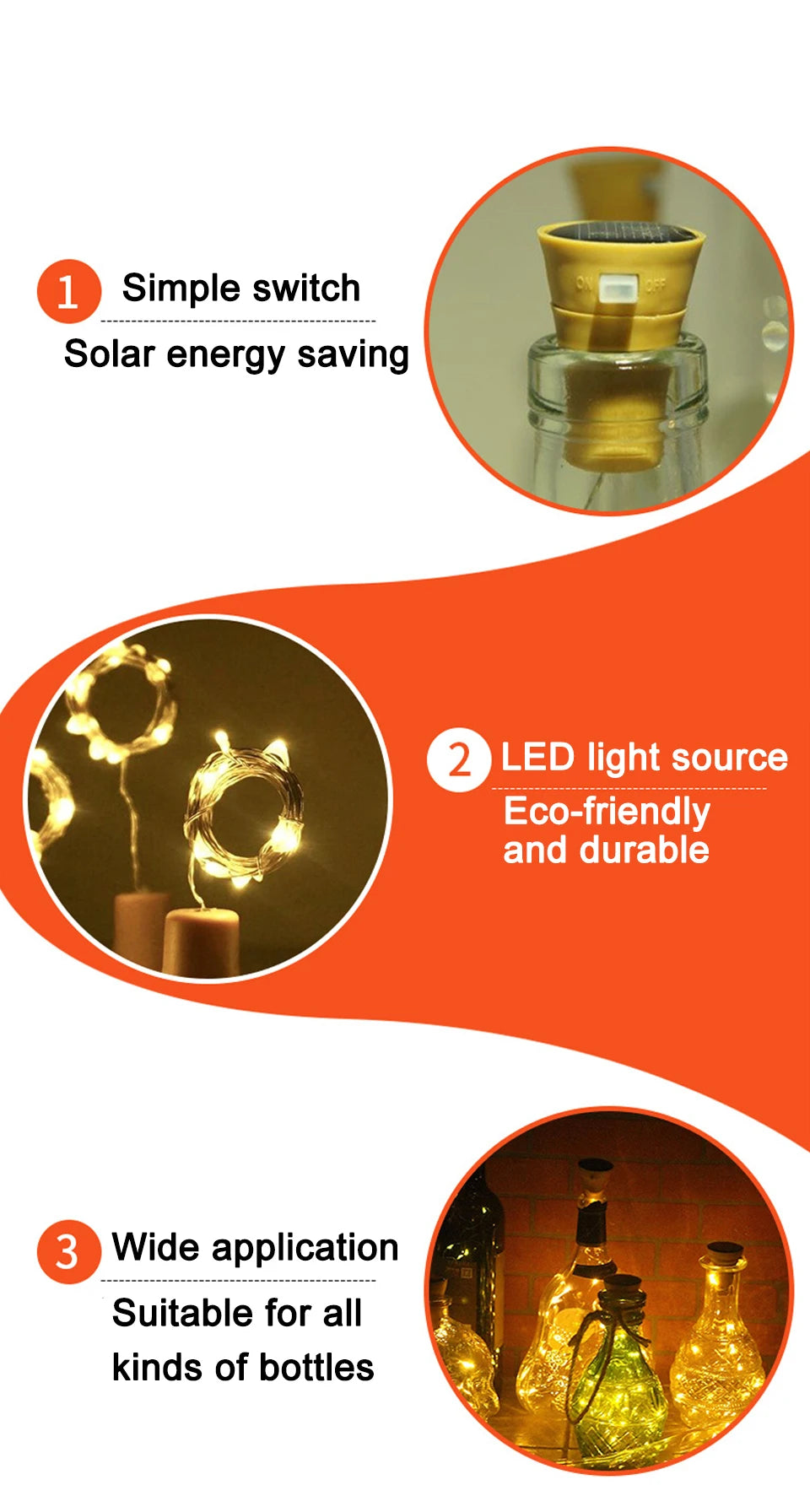 Solar Power Wine Bottle Lights LED String Light Outdoor Decoration