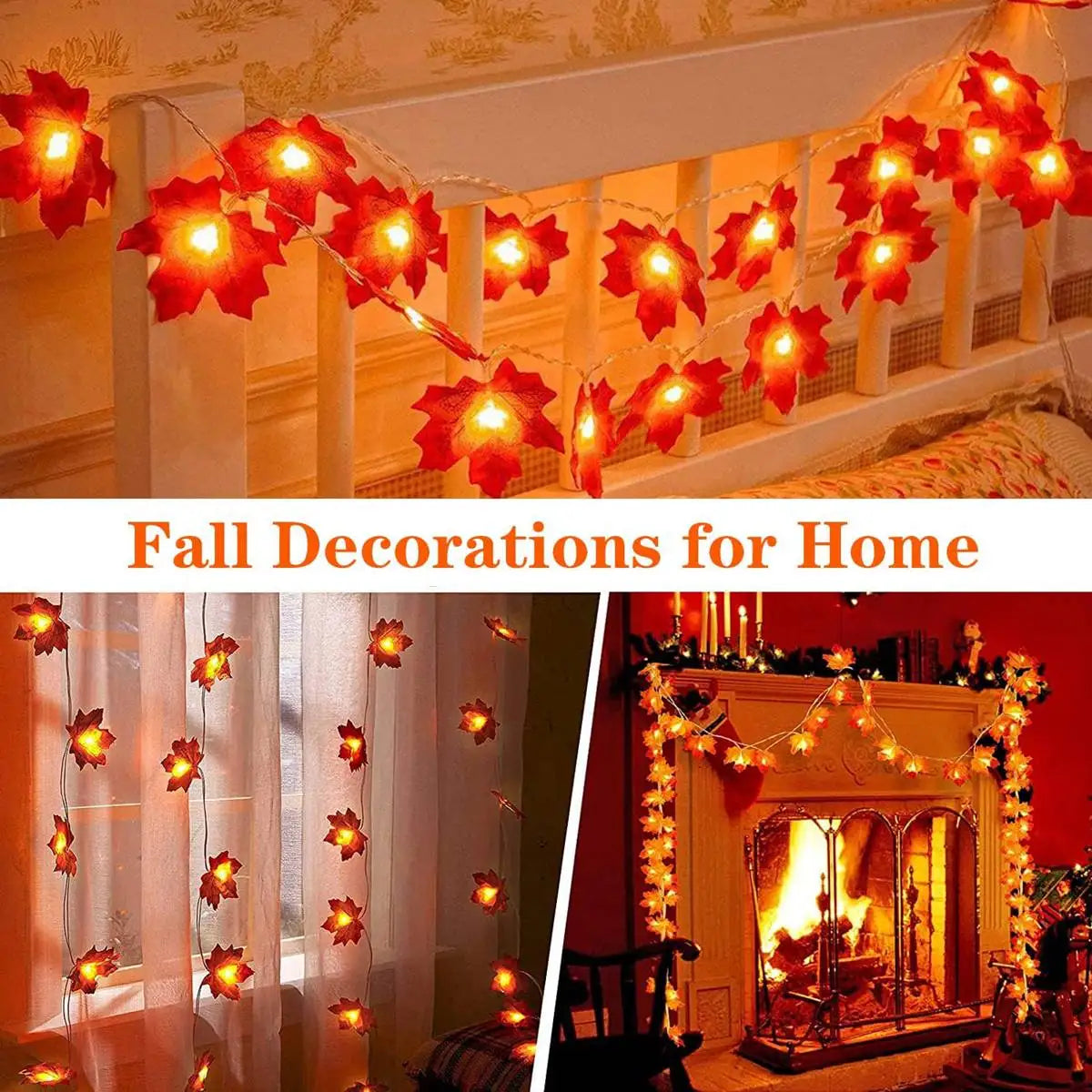 Maple Leaf String Lights Battery Powered Outdoor Decoration