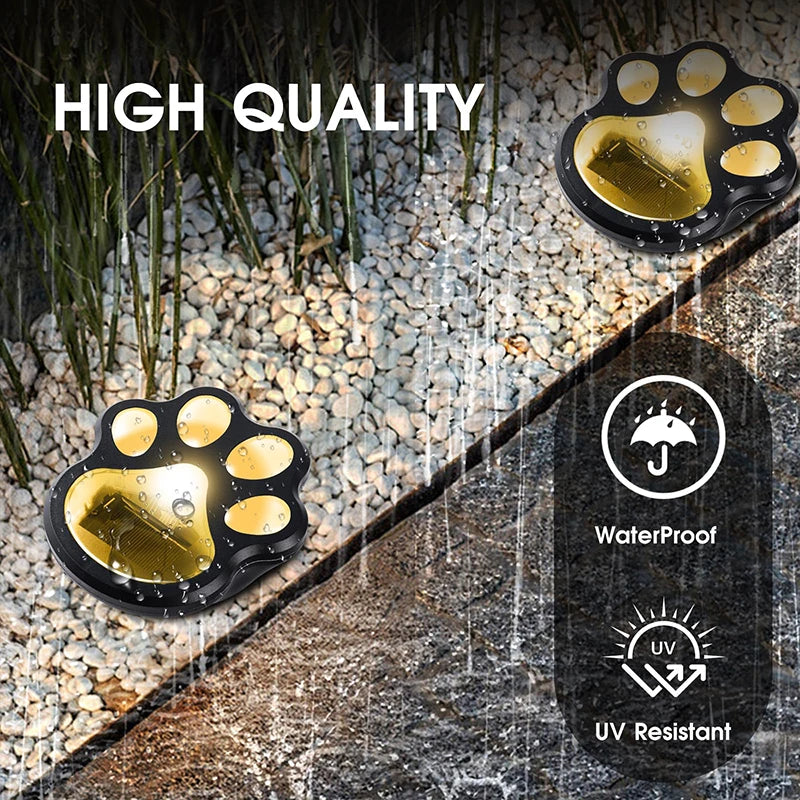 Paw Print Solar Outdoor Garden Path Lights, Solar Lights (4pcs)