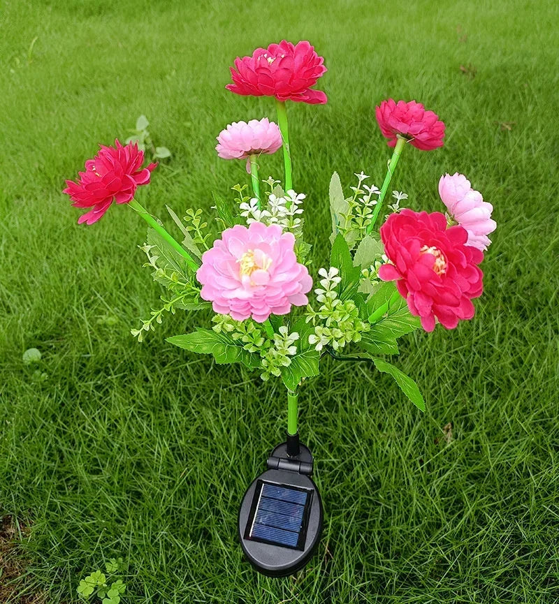Wedding Party Decoration Flower Party Lamp Solar Outdoor Snow Lotus Flower Lawn Lamp Fairy Lights for Yard Patio Garden Lights