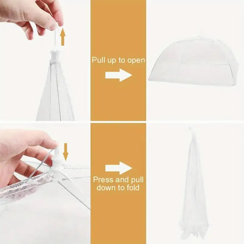 White Mesh Food Tent - Insect Cover for Outdoor Picnics, BBQs