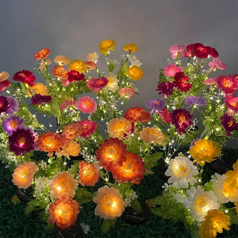 Wedding Party Decoration Flower Party Lamp Solar Outdoor Snow Lotus Flower Lawn Lamp Fairy Lights for Yard Patio Garden Lights