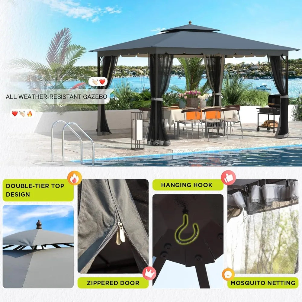 Gazebo (10'×12') with Mosquito Netting