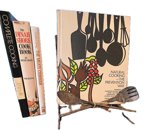 Distressed Iron Fork And Spoon Cookbook Stand Holder