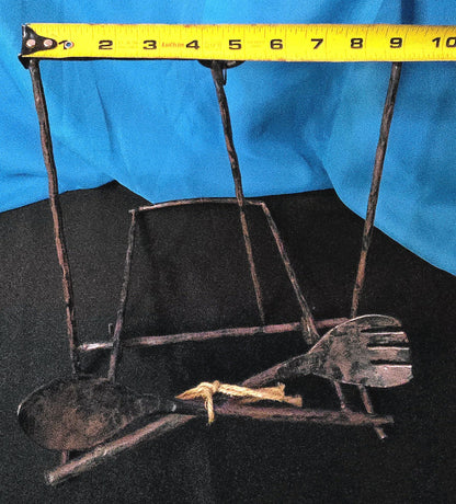 Distressed Iron Fork And Spoon Cookbook Stand Holder