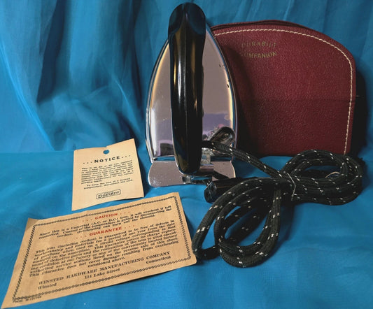 Vintage Durabuilt Companion Folding Travel Iron (AC/DC) with Case - *Tested Good