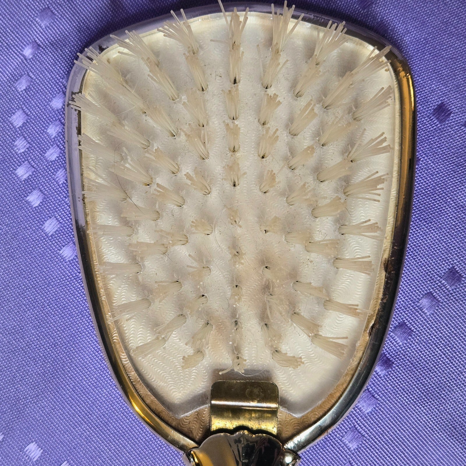 Vintage 1950's Vanity Set (Mirror, Brush & Comb) - Pink & Gold Tone Tapestry