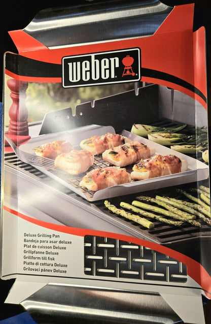 Weber Stainless Steel Deluxe Grill Pan 6435 for Gas and Charcoal Grills