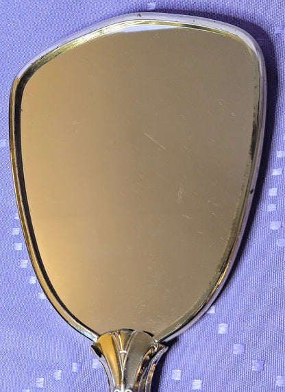 Vintage 1950's Vanity Set (Mirror, Brush & Comb) - Pink & Gold Tone Tapestry