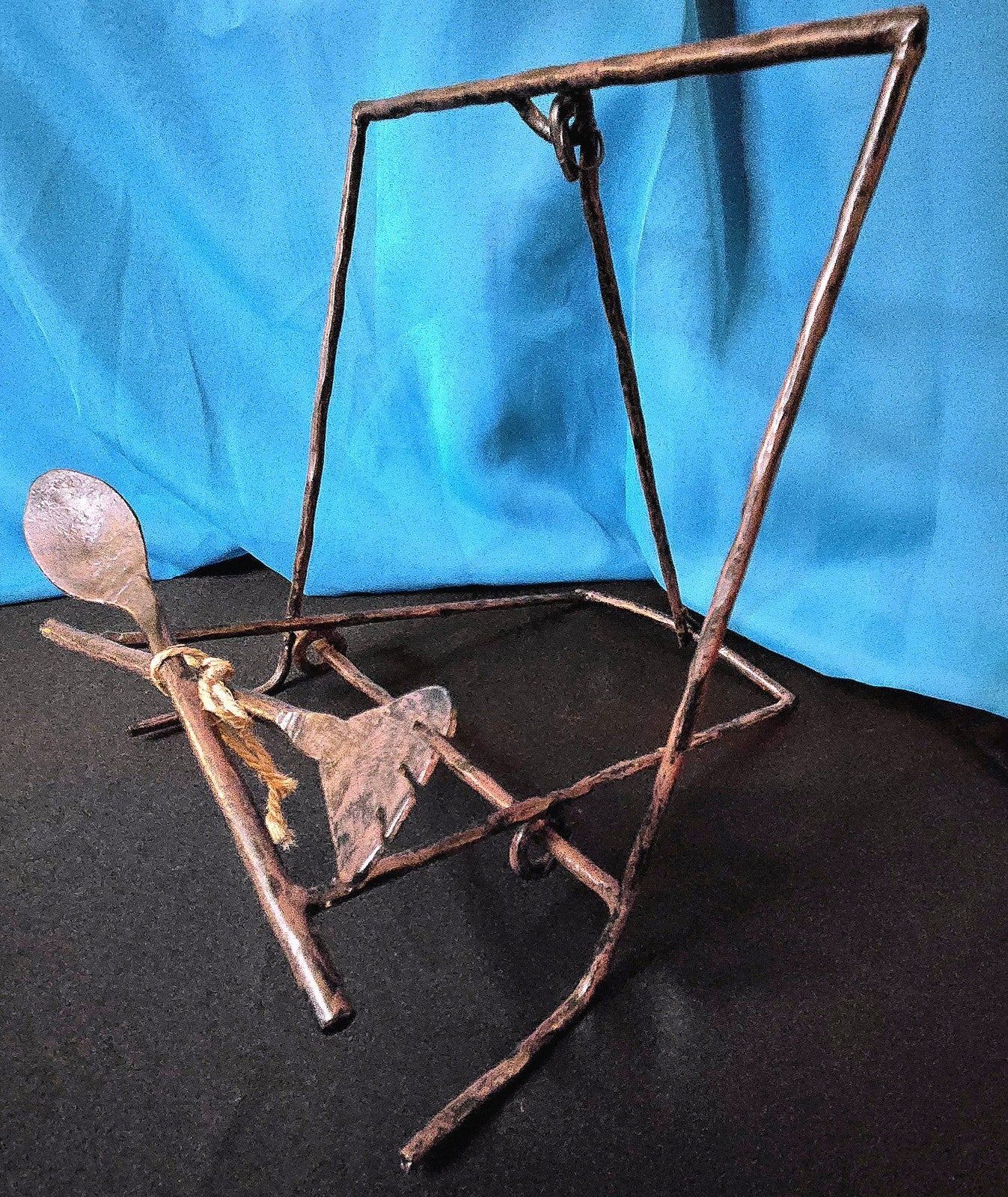 Distressed Iron Fork And Spoon Cookbook Stand Holder