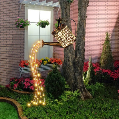 Solar Watering Can Light Hanging Waterfall Lamp Retro Decorations