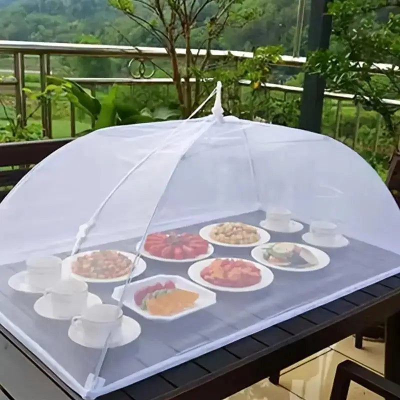 White Mesh Food Tent - Insect Cover for Outdoor Picnics, BBQs