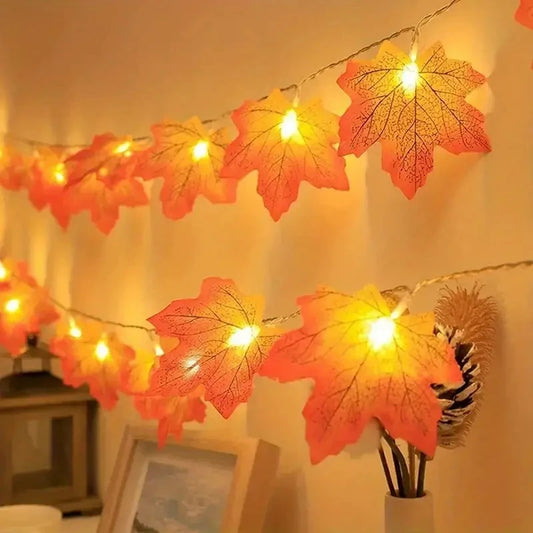Maple Leaf String Lights Battery Powered Outdoor Decoration