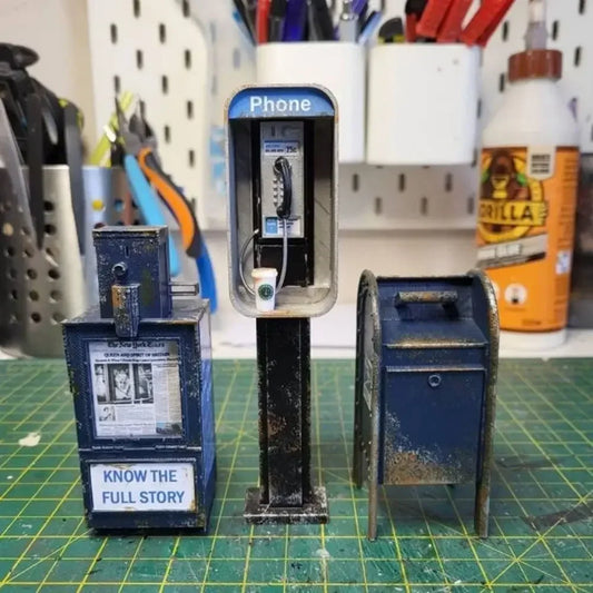 Handmade Miniature Payphone/Mailbox/Paper Machine In 1:12 Scale