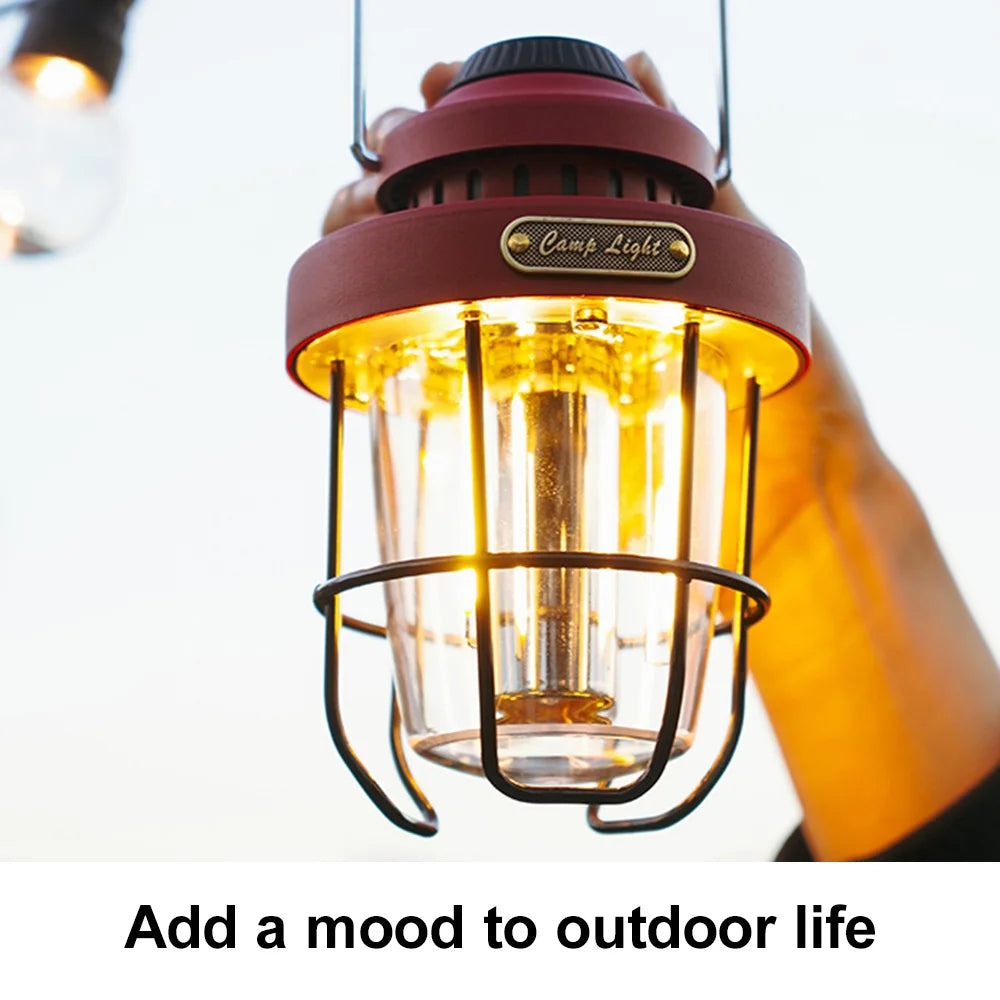 Retro Camping Lantern USB Rechargeable/LED