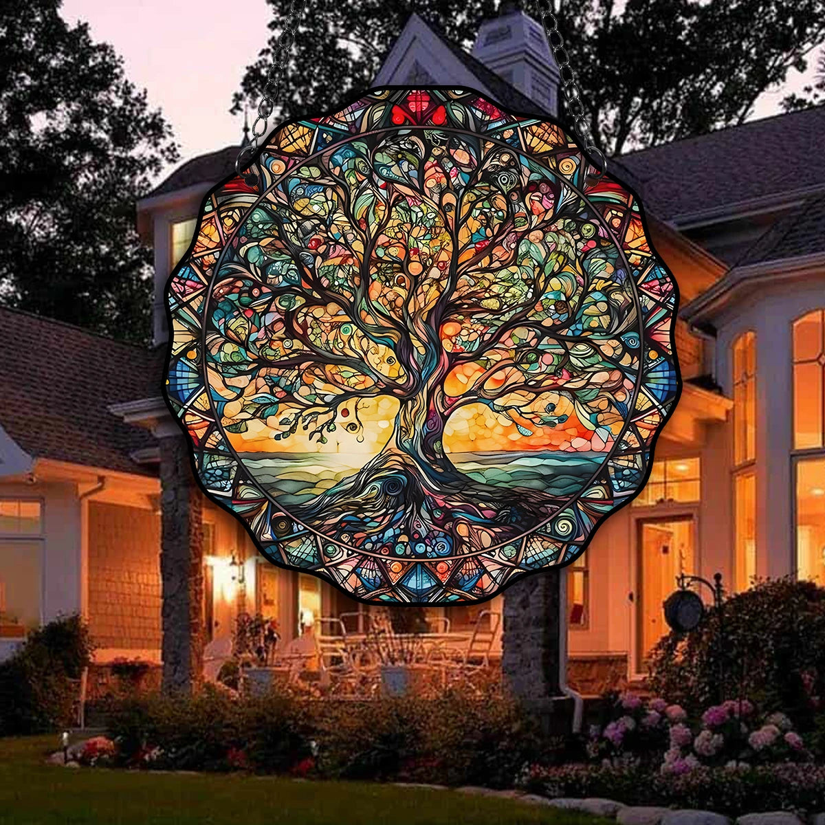 Tree of Life Wall Art Decor Hanging Sign Round Indoor/Outdoor 5.9 inches Diameter