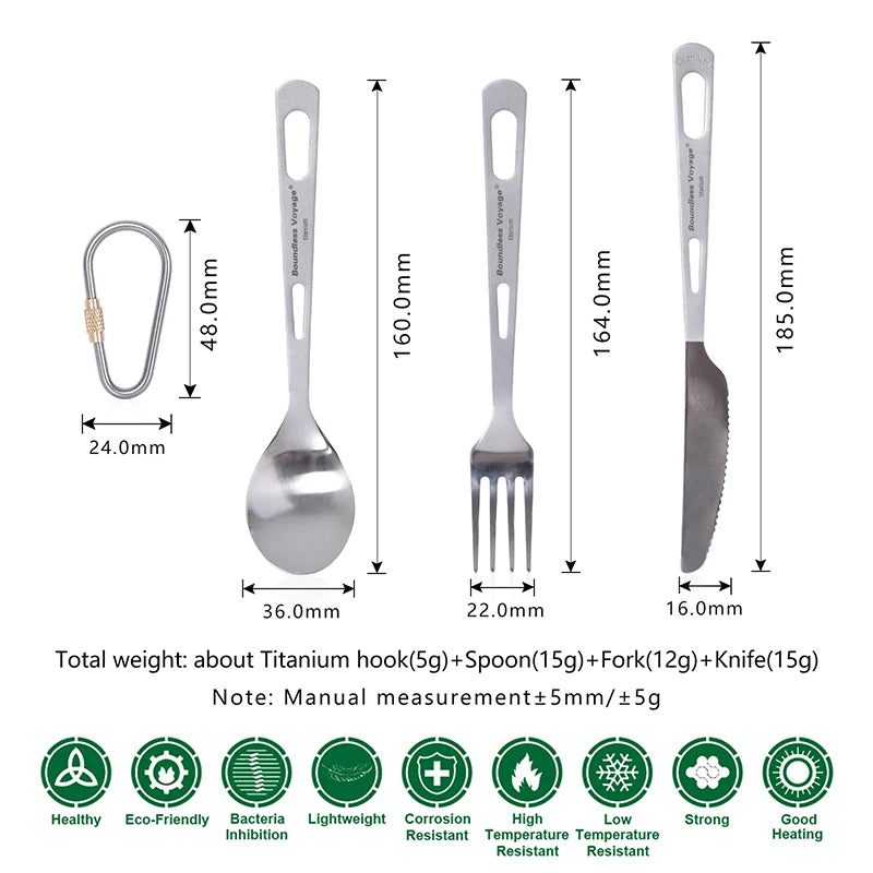 Boundless Voyage Titanium Knife Fork Spoon Chopsticks Tableware Set Drinkware Straw Flatware Outdoor Camping Picnic Cutlery