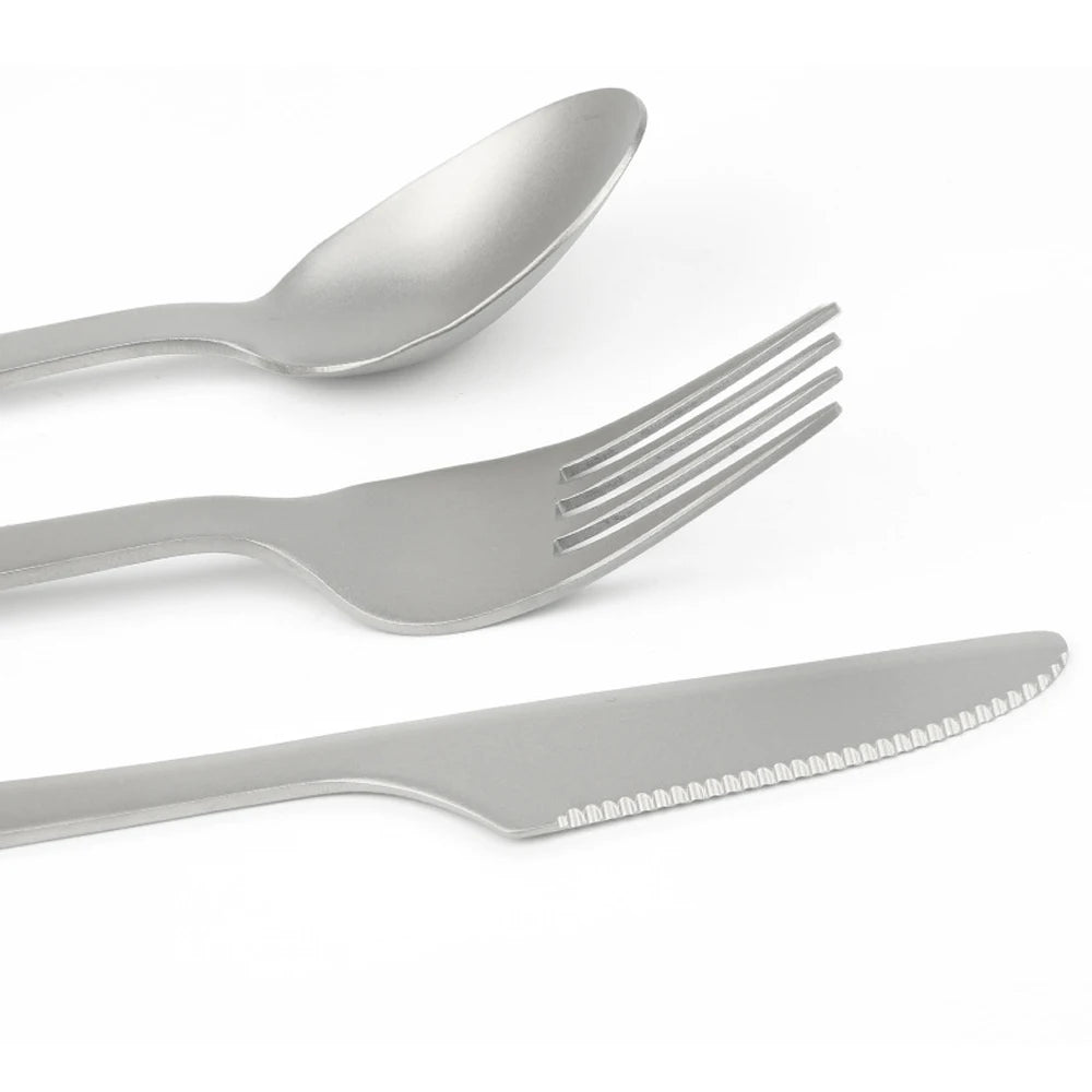 Titanium Alloy Cutlery Knife Fork Spoon Outdoor Utensil Camping Travel Tableware