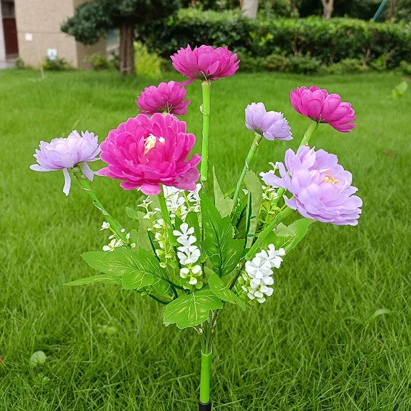 Wedding Party Decoration Flower Party Lamp Solar Outdoor Snow Lotus Flower Lawn Lamp Fairy Lights for Yard Patio Garden Lights