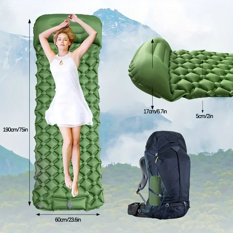 Inflatable Camping Mattress (with Built-In Inflator Pump)