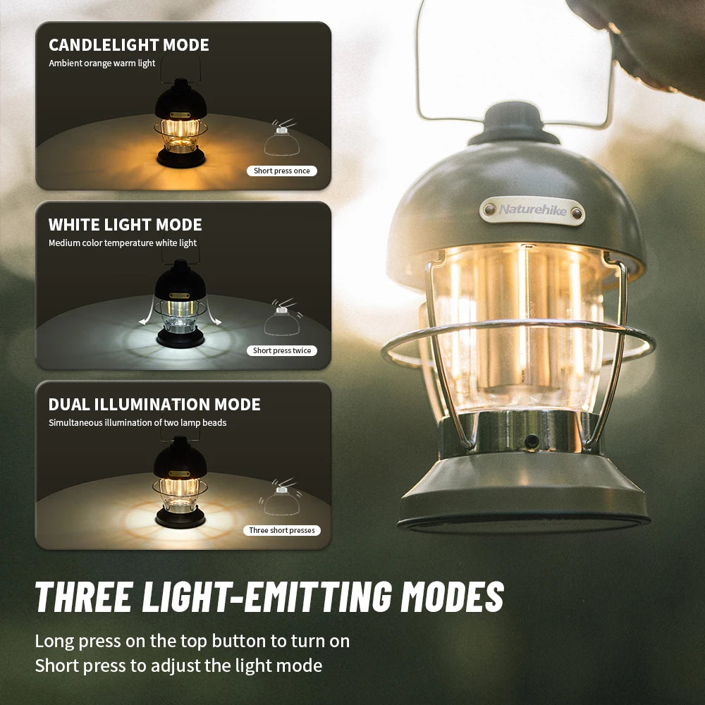 Naturehike 2025 New Camping Lantern - USB  Rechargeable, Waterproof Lamp