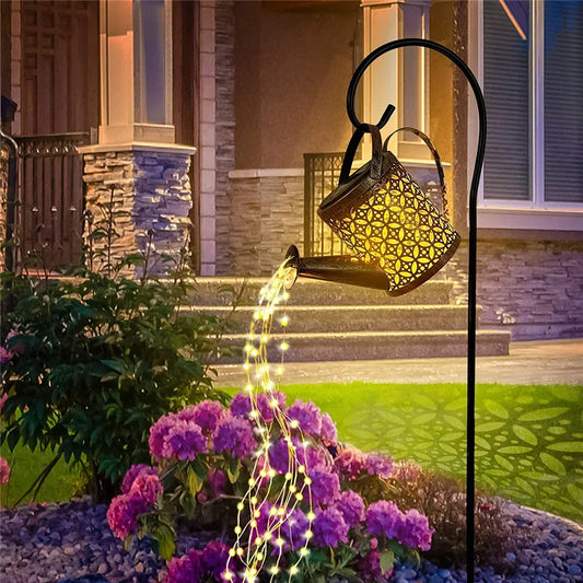 Solar Watering Can Light Hanging Waterfall Lamp Retro Decorations