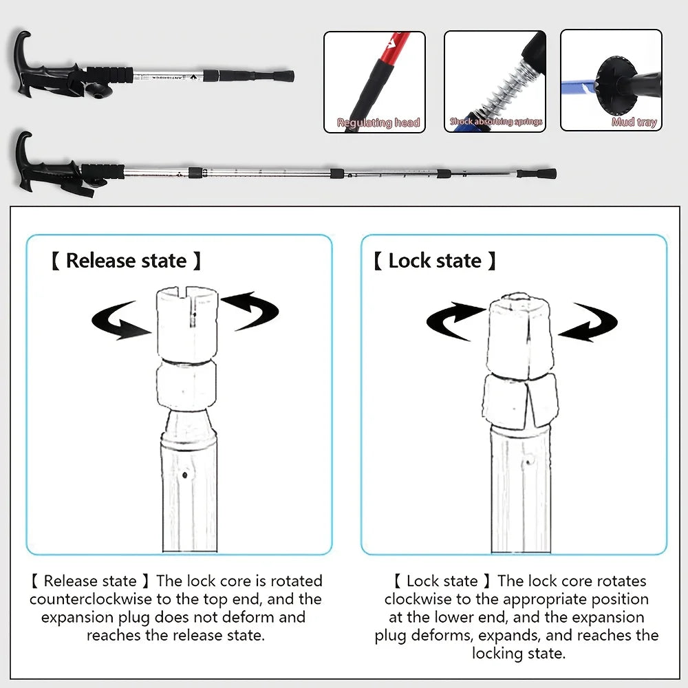 Ultra-Light Aluminum Telescopic Trekking Poles - Hiking Poles