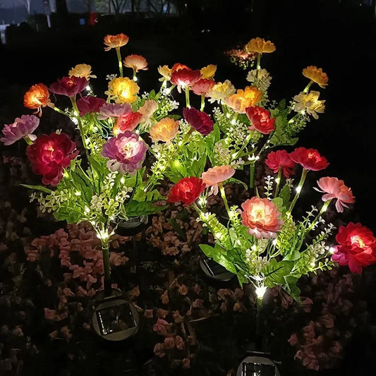Wedding Party Decoration Flower Party Lamp Solar Outdoor Snow Lotus Flower Lawn Lamp Fairy Lights for Yard Patio Garden Lights
