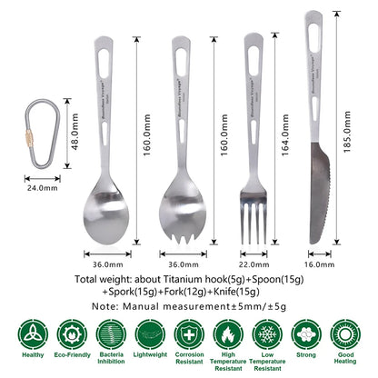 Boundless Voyage Titanium Knife Fork Spoon Chopsticks Tableware Set Drinkware Straw Flatware Outdoor Camping Picnic Cutlery
