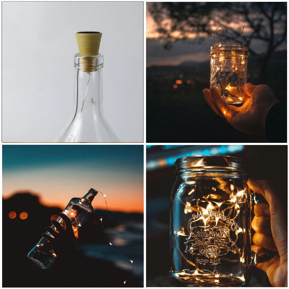 Solar Power Wine Bottle Lights LED String Light Outdoor Decoration