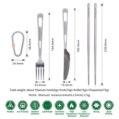 Boundless Voyage Titanium Knife Fork Spoon Chopsticks Tableware Set Drinkware Straw Flatware Outdoor Camping Picnic Cutlery