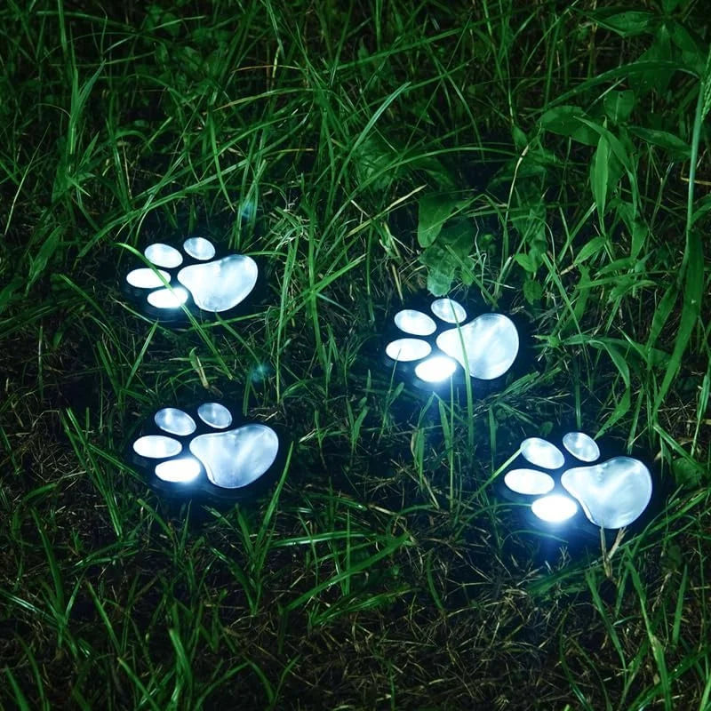 Paw Print Solar Outdoor Garden Path Lights, Solar Lights (4pcs)