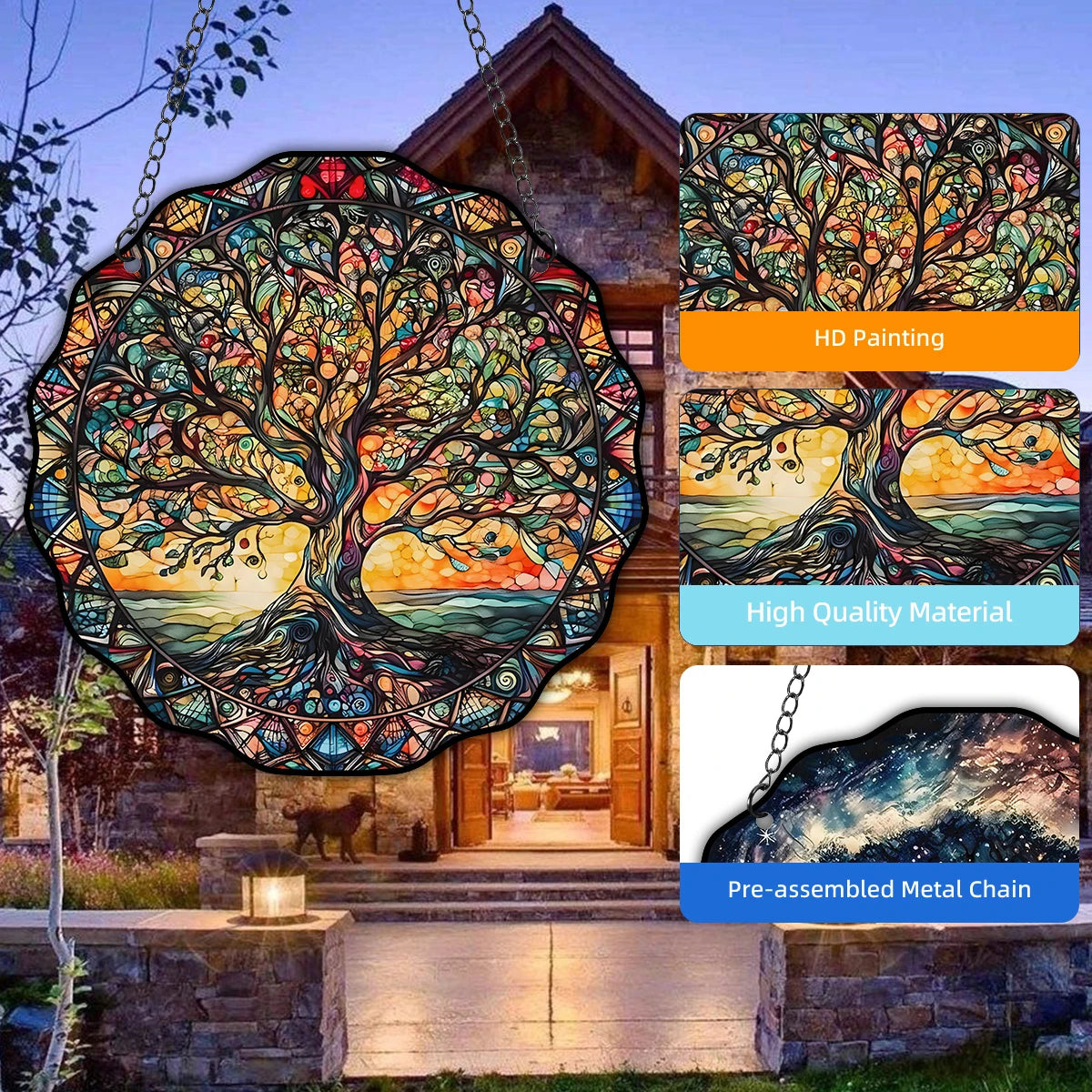 Tree of Life Wall Art Decor Hanging Sign Round Indoor/Outdoor 5.9 inches Diameter