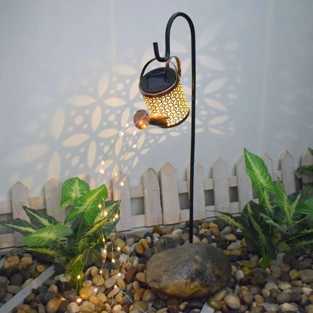 Solar Watering Can Light Hanging Waterfall Lamp Retro Decorations