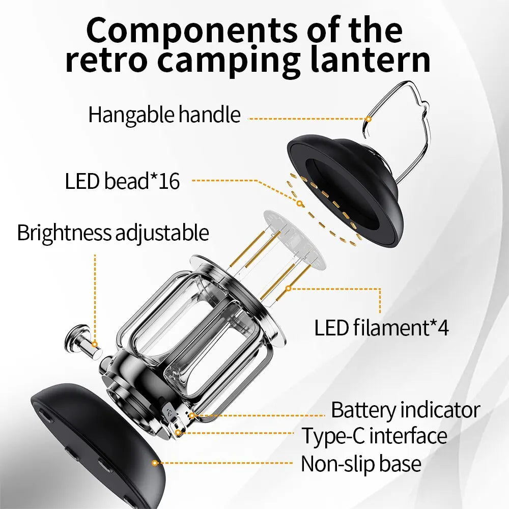 Outdoor LED Camping Lantern - USB Rechargeable - Waterproof