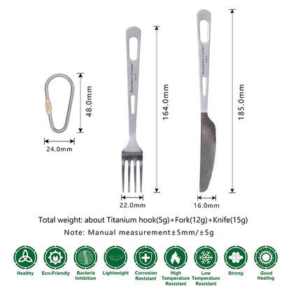 Boundless Voyage Titanium Knife Fork Spoon Chopsticks Tableware Set Drinkware Straw Flatware Outdoor Camping Picnic Cutlery