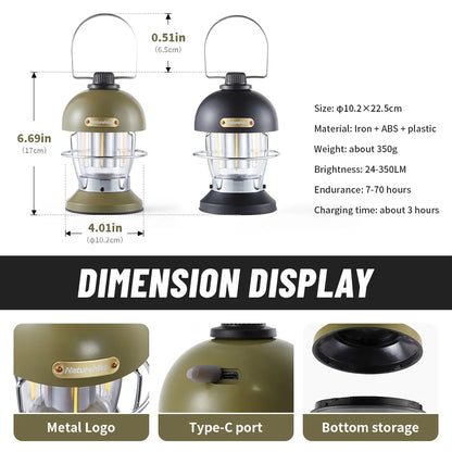 Naturehike 2025 New Camping Lantern - USB  Rechargeable, Waterproof Lamp