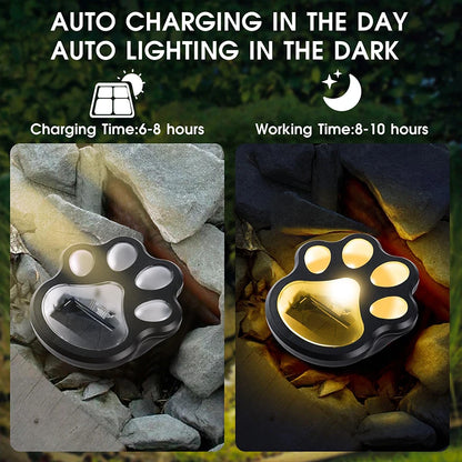 Paw Print Solar Outdoor Garden Path Lights, Solar Lights (4pcs)